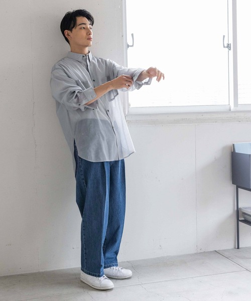 LOWRYS FARM（ローリーズファーム）の「シアーシャツＬＳ987560（シャツ/ブラウス・メンズ・ブラック/グレー・MEDIUM/LARGE）」の4枚目の写真