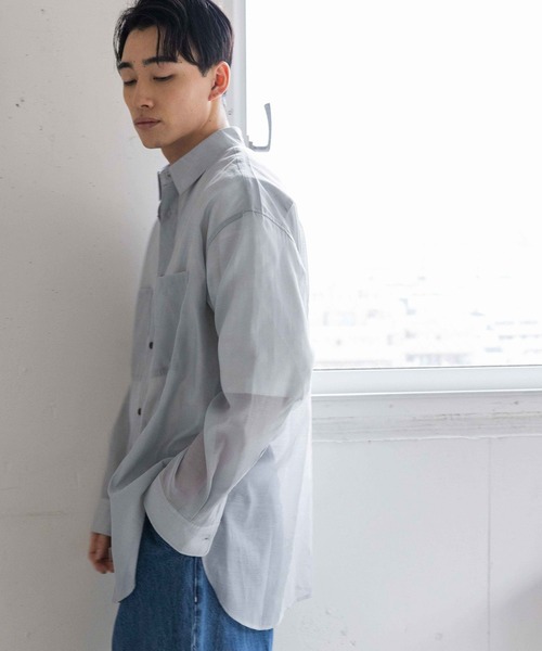 LOWRYS FARM（ローリーズファーム）の「シアーシャツＬＳ987560（シャツ/ブラウス・メンズ・ブラック/グレー・MEDIUM/LARGE）」の7枚目の写真