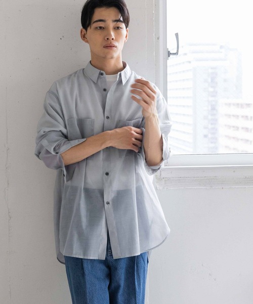 LOWRYS FARM（ローリーズファーム）の「シアーシャツＬＳ987560（シャツ/ブラウス・メンズ・ブラック/グレー・MEDIUM/LARGE）」の19枚目の写真