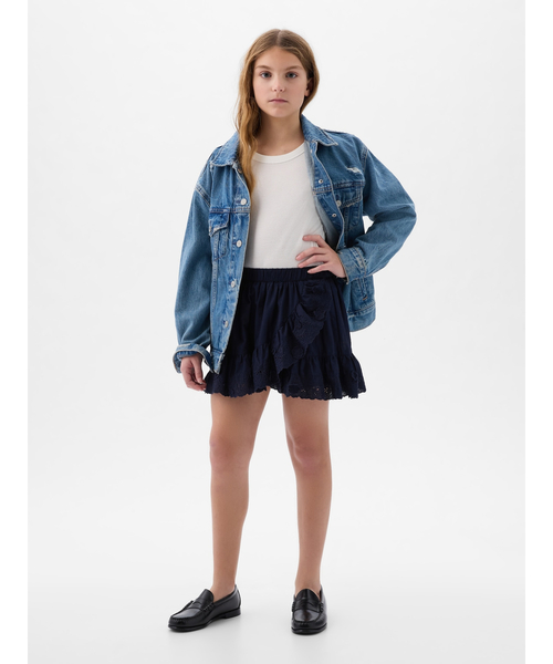 ネイビー フリル付き スカート・スコート GAP（ギャップ）の「ラッフルフリル スコート (キッズ