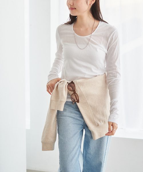 plage / プラージュ 24SS 24070922102010 Uネック 長袖カットソー TC ロングスリーブTシャツ（Tシャツ／カットソー）｜Plage