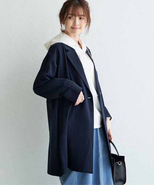 ikka(イッカ)の「ゆるテーラードコート(テーラードジャケット・レディース・カーキオリーブ/ネイビー/ベージュ・M/L/S)」の4枚目の写真