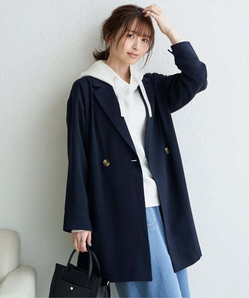 ikka(イッカ)の「ゆるテーラードコート(テーラードジャケット・レディース・カーキオリーブ/ネイビー/ベージュ・M/L/S)」の6枚目の写真