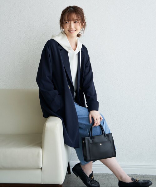 ikka(イッカ)の「ゆるテーラードコート(テーラードジャケット・レディース・カーキオリーブ/ネイビー/ベージュ・M/L/S)」の7枚目の写真