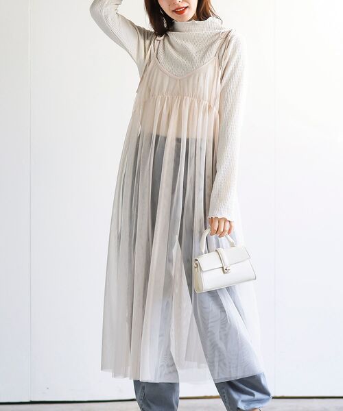 rps(アールピーエス)の「チュールキャミワンピース(ワンピース・レディース・ブラック/ベージュ系その他/グレー・フリー)」の3枚目の写真