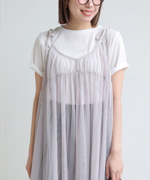 rps(アールピーエス)の「チュールキャミワンピース(ワンピース・レディース・ブラック/ベージュ系その他/グレー・フリー)」の9枚目の写真