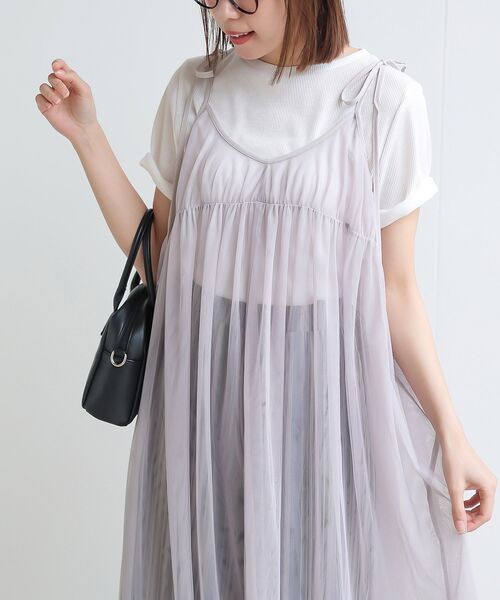 rps(アールピーエス)の「チュールキャミワンピース(ワンピース・レディース・ブラック/ベージュ系その他/グレー・フリー)」の8枚目の写真