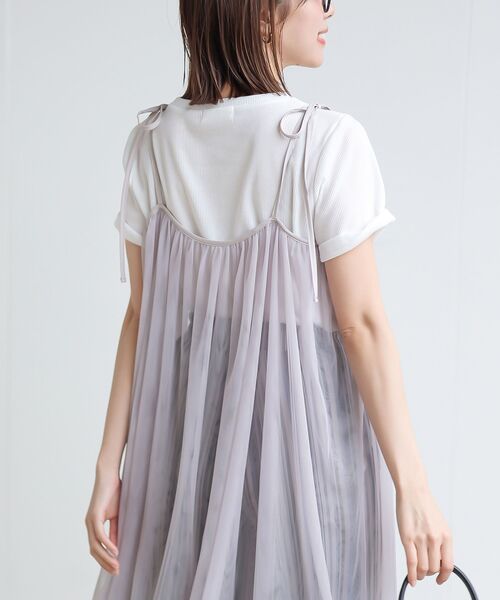 rps(アールピーエス)の「チュールキャミワンピース(ワンピース・レディース・ブラック/ベージュ系その他/グレー・フリー)」の7枚目の写真