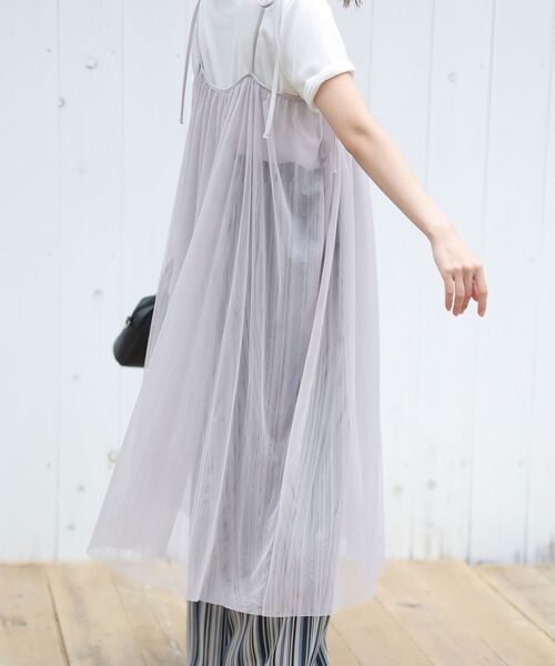 rps(アールピーエス)の「チュールキャミワンピース(ワンピース・レディース・ブラック/ベージュ系その他/グレー・フリー)」の5枚目の写真