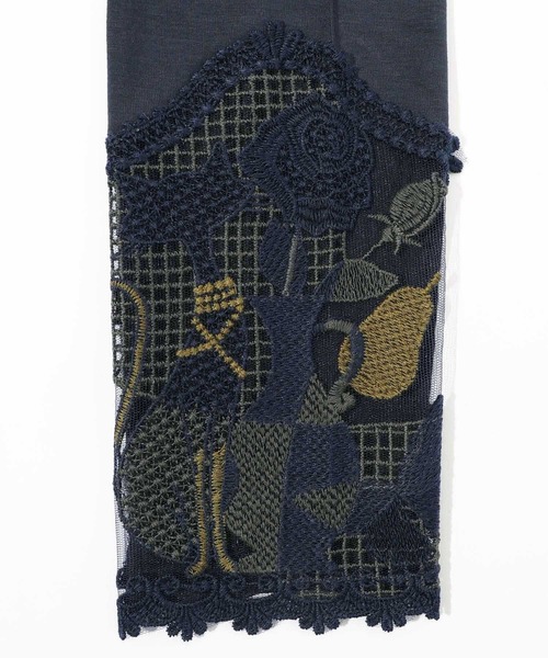 iS ScoLar(イズスカラー)の「541212:ネコと花瓶のレースレギンス(レギンス/スパッツ・レディース・ブラック/ネイビー・M)」の7枚目の写真