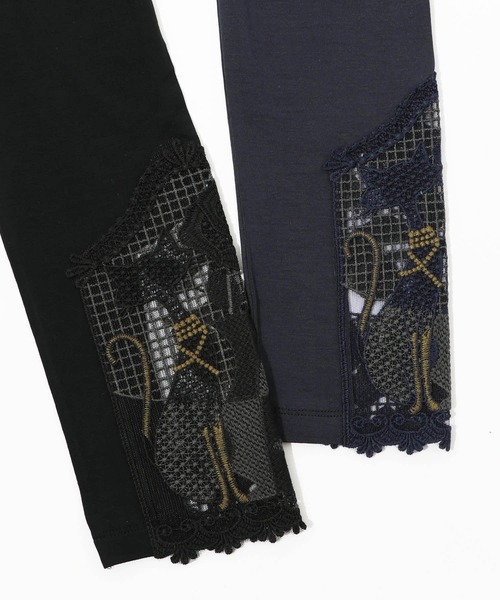 iS ScoLar(イズスカラー)の「541212:ネコと花瓶のレースレギンス(レギンス/スパッツ・レディース・ブラック/ネイビー・M)」の11枚目の写真