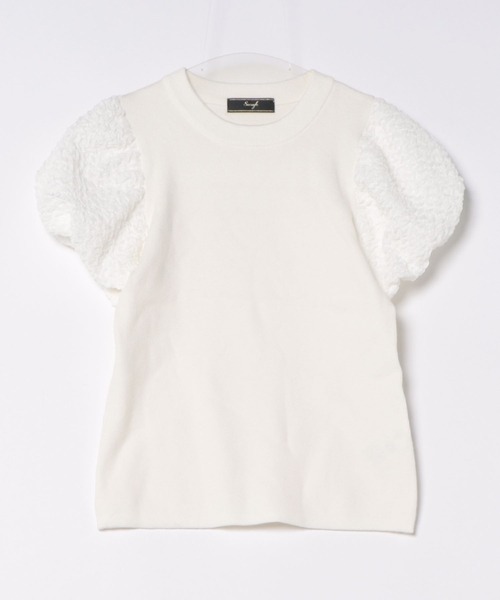 SWINGLE（スウィングル）の「異素材スリーブクルーネックニットプルオーバー（ニット/セーター・レディース・ブラック/ピンク/アイボリー・FREE）」の12枚目の写真