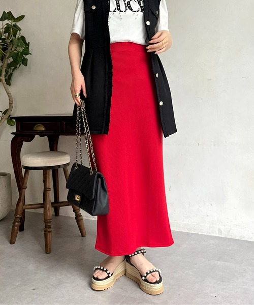 prose verse（プロズヴェール）の「ウエストドロストカットリブナロースカート（スカート・レディース・ブラック/アイボリー/レッド/ブルー/チャコールグレー・MEDIUM）」の5枚目の写真