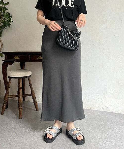 prose verse（プロズヴェール）の「ウエストドロストカットリブナロースカート（スカート・レディース・ブラック/アイボリー/レッド/ブルー/チャコールグレー・MEDIUM）」の4枚目の写真