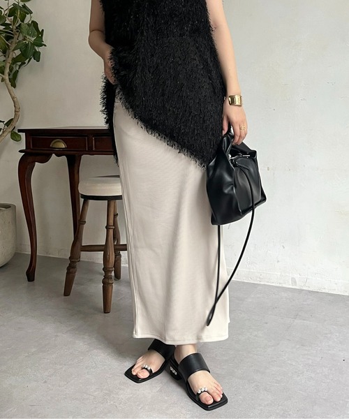 prose verse（プロズヴェール）の「ウエストドロストカットリブナロースカート（スカート・レディース・ブラック/アイボリー/レッド/ブルー/チャコールグレー・MEDIUM）」の2枚目の写真