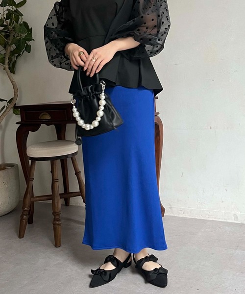 prose verse（プロズヴェール）の「ウエストドロストカットリブナロースカート（スカート・レディース・ブラック/アイボリー/レッド/ブルー/チャコールグレー・MEDIUM）」の12枚目の写真