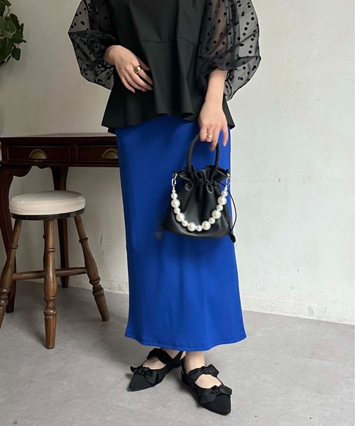 prose verse（プロズヴェール）の「ウエストドロストカットリブナロースカート（スカート・レディース・ブラック/アイボリー/レッド/ブルー/チャコールグレー・MEDIUM）」の17枚目の写真