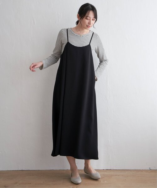 ikka（イッカ）の「【2点セット】キャミワンピアンサンブル（ワンピース・レディース・ベージュ/ブラック・S/M/L）」の4枚目の写真