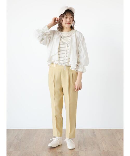 Samansa Mos2（サマンサ モスモス）の「【Lサイズ / WEB限定】スッキリテーパードパンツ（スラックス・レディース・チャコールグレー/グリーン/ベージュ/ブラック/オリーブ・M/L）」の20枚目の写真