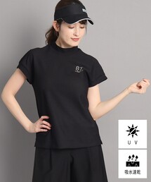 adabat | 【UVカット／吸水速乾】フレンチスリーブ ナンバーロゴデザイン モックネックプルオーバー(Tシャツ/カットソー)