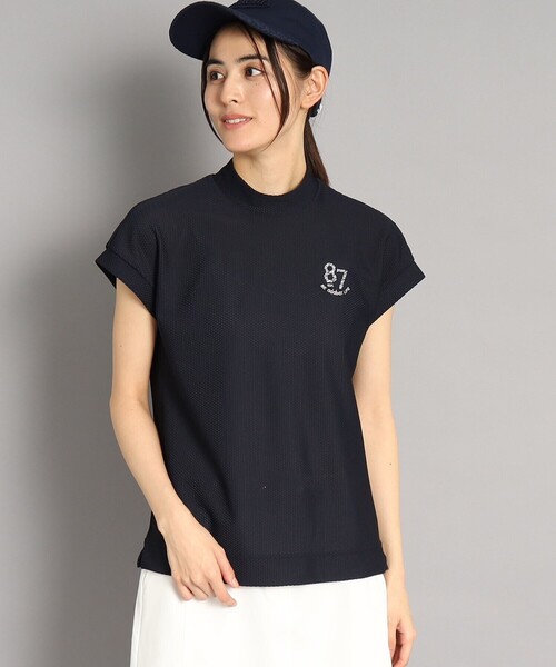 adabat（アダバット）の「◆【UVカット／吸水速乾】フレンチスリーブ ナンバーロゴデザイン モックネックプルオーバー（Tシャツ/カットソー・レディース・ネイビー/ライトブルー/ブラック・42/40/38/36）」の9枚目の写真