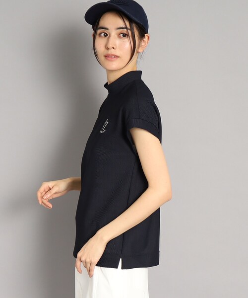 adabat（アダバット）の「◆【UVカット／吸水速乾】フレンチスリーブ ナンバーロゴデザイン モックネックプルオーバー（Tシャツ/カットソー・レディース・ネイビー/ライトブルー/ブラック・42/40/38/36）」の10枚目の写真