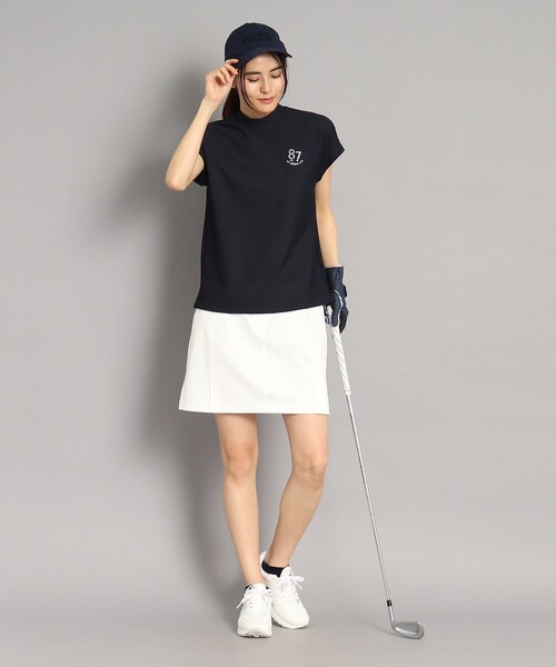 adabat（アダバット）の「◆【UVカット／吸水速乾】フレンチスリーブ ナンバーロゴデザイン モックネックプルオーバー（Tシャツ/カットソー・レディース・ネイビー/ライトブルー/ブラック・42/40/38/36）」の12枚目の写真