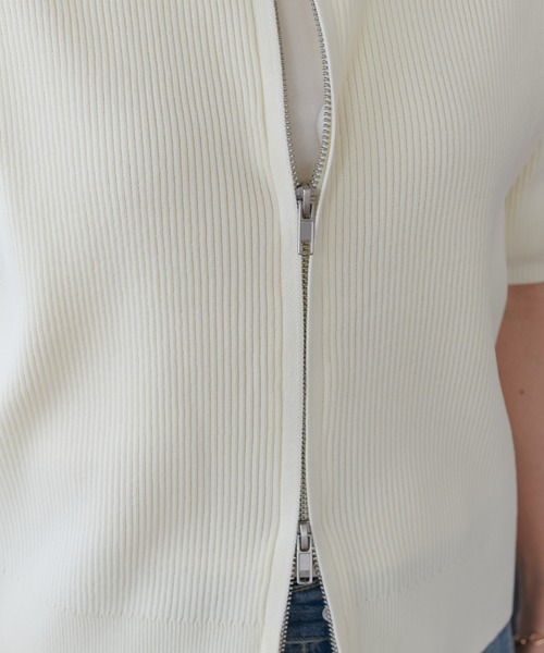 DISCOAT（ディスコート）の「ライトスポンディッシュWジップ半袖カーデ（カーディガン/ボレロ・レディース・ホワイト×ブラック/アイボリー/レッド/サックスブルー/ブラック/グレー・FREE）」の16枚目の写真