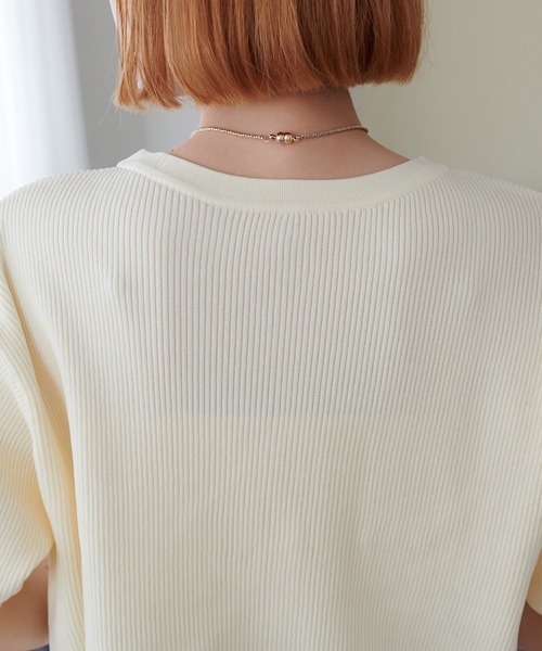 DISCOAT（ディスコート）の「ライトスポンディッシュWジップ半袖カーデ（カーディガン/ボレロ・レディース・ホワイト×ブラック/アイボリー/レッド/サックスブルー/ブラック/グレー・FREE）」の9枚目の写真