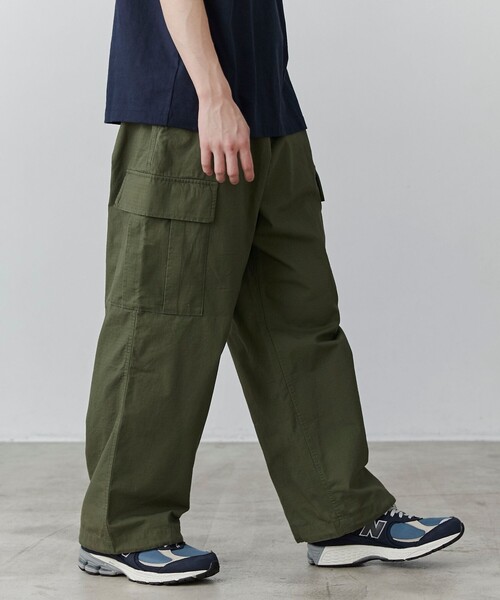 coen（コーエン）の「リップストップ6ポケットワイドカーゴパンツ24SS（カーゴパンツ・メンズ・ブラック/オリーブ・S/M/L/XL）」の3枚目の写真
