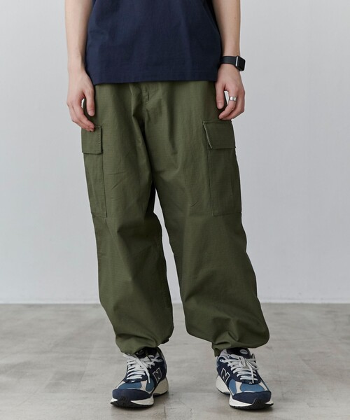 coen（コーエン）の「リップストップ6ポケットワイドカーゴパンツ24SS（カーゴパンツ・メンズ・ブラック/オリーブ・S/M/L/XL）」の7枚目の写真