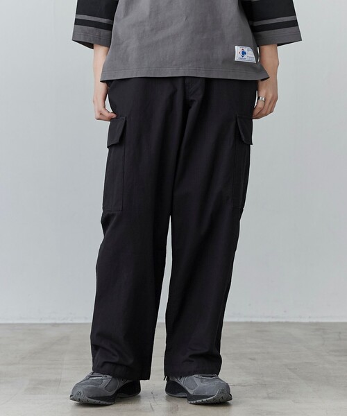 coen（コーエン）の「リップストップ6ポケットワイドカーゴパンツ24SS（カーゴパンツ・メンズ・ブラック/オリーブ・S/M/L/XL）」の9枚目の写真