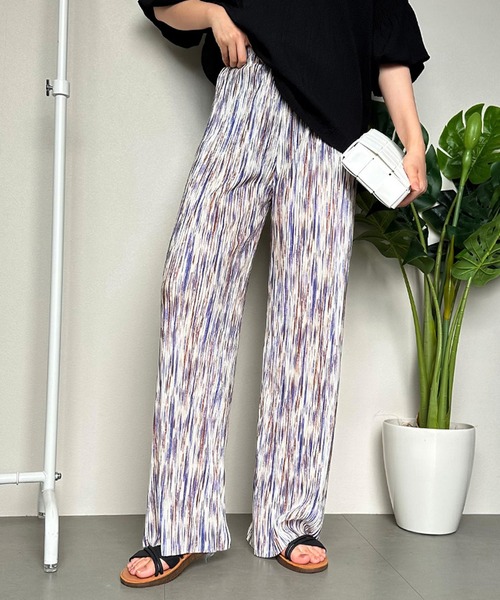 CRB(シーアールビー)の「セルフカット柄プリーツパンツ(その他パンツ・レディース・パープル/ブラック×ホワイト/グリーン/ホワイト×ブラック/ブラック/グレー/ブラック系その他2/オフホワイト/ブラック系その他/ホワイト系その他/ハウンドトゥース/ベージュ・F)」の14枚目の写真