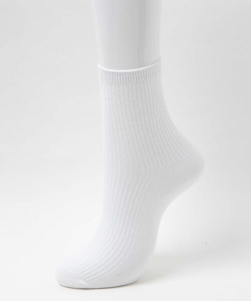 WEGO（ウィゴー）の「WEGO/無地リブソックス(14cm)（ソックス/靴下・レディース・ホワイト/ブラック/レッド・23-25cm）」の5枚目の写真