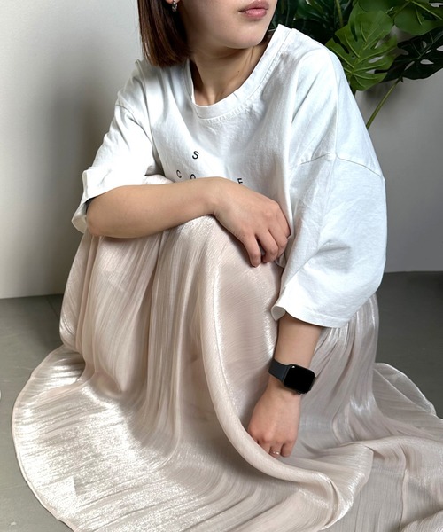 CRB(シーアールビー)の「ラメチュールロングスカート(スカート・レディース・ベージュ/オフホワイト/ブラック・F)」の5枚目の写真