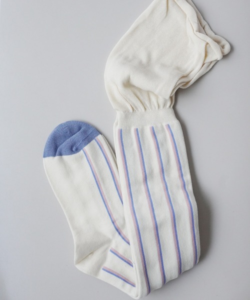 Port（ポート）の「【 Port / ポート 】 デザイン ストライプ シアー 切り替え ニーハイソックス #（ソックス/靴下・レディース・ブラック/ブラウン/ホワイト/カーキ・FREE）」の6枚目の写真