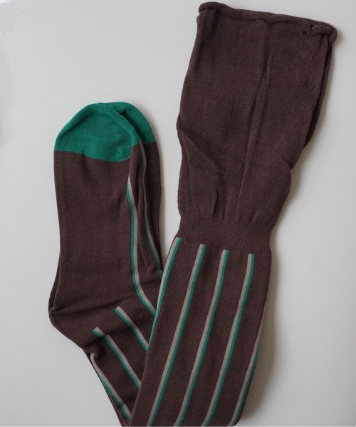 Port（ポート）の「【 Port / ポート 】 デザイン ストライプ シアー 切り替え ニーハイソックス #（ソックス/靴下・レディース・ブラック/ブラウン/ホワイト/カーキ・FREE）」の10枚目の写真