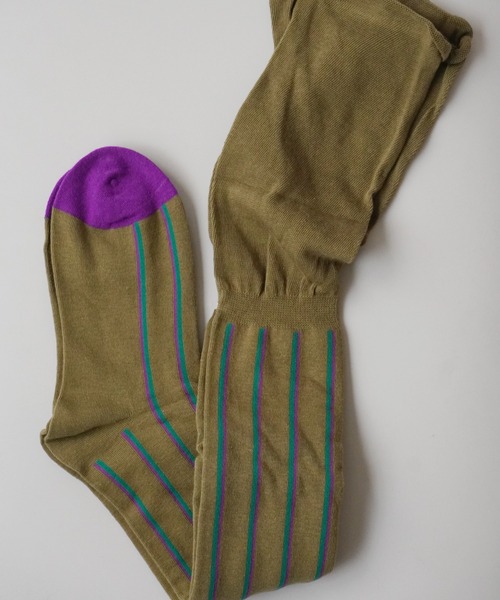 Port（ポート）の「【 Port / ポート 】 デザイン ストライプ シアー 切り替え ニーハイソックス #（ソックス/靴下・レディース・ブラック/ブラウン/ホワイト/カーキ・FREE）」の12枚目の写真