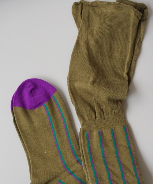 Port（ポート）の「【 Port / ポート 】 デザイン ストライプ シアー 切り替え ニーハイソックス #（ソックス/靴下・レディース・ブラック/ブラウン/ホワイト/カーキ・FREE）」の13枚目の写真