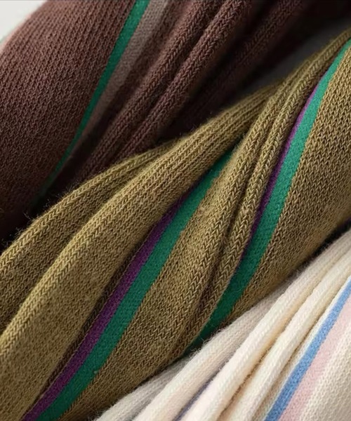 Port（ポート）の「【 Port / ポート 】 デザイン ストライプ シアー 切り替え ニーハイソックス #（ソックス/靴下・レディース・ブラック/ブラウン/ホワイト/カーキ・FREE）」の21枚目の写真