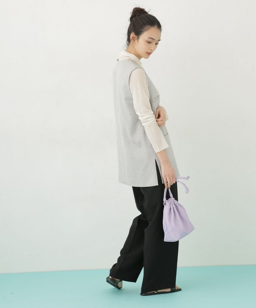 NANO universe(ナノユニバース)の「ハイウエストタックワイドパンツ(その他パンツ・レディース・ブルー/ブラック/ライトカーキ/ベージュ/イエロー・36/38/40)」の9枚目の写真