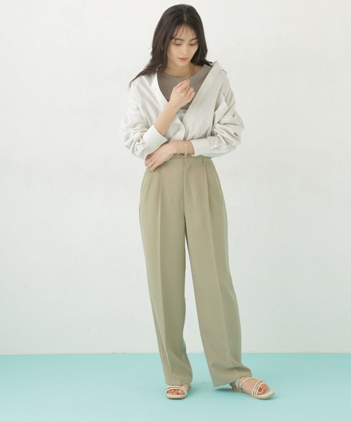 美品♡Curensology ハイウエストタックパンツ beige