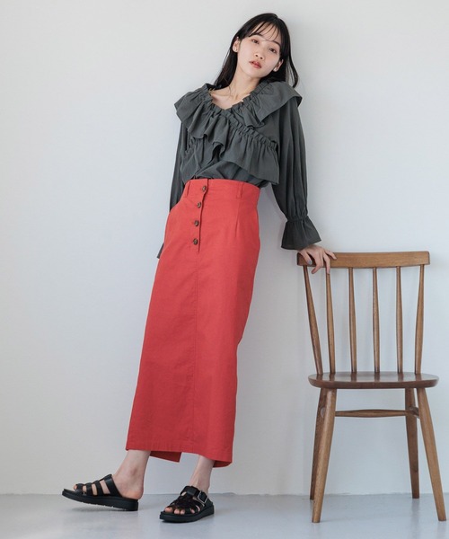 LOWRYS FARM（ローリーズファーム）の「アサタイトスカート 110320（スカート・レディース・レッド/アイボリー/ブラック/ブラウン・MEDIUM/LARGE）」の5枚目の写真