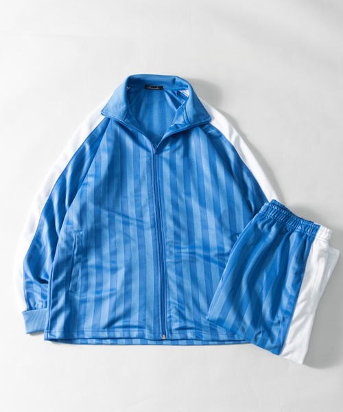 NYLAUS（ナイラス）の「シャドーストライプ サイドライン トラックスーツ ジャージ上下セット（スポーツグッズ・メンズ・ブルー/ワイン系/ブラック系2/ブラック系1・LL/M/L）」の3枚目の写真