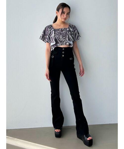 EMODA（エモダ）の「ペタルスリーブショートトップ（Tシャツ/カットソー・レディース・その他/ブラック/アイボリー・FREE）」の15枚目の写真