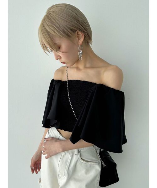 EMODA（エモダ）の「ペタルスリーブショートトップ（Tシャツ/カットソー・レディース・その他/ブラック/アイボリー・FREE）」の19枚目の写真