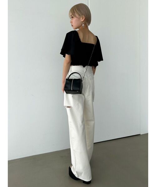 EMODA（エモダ）の「ペタルスリーブショートトップ（Tシャツ/カットソー・レディース・その他/ブラック/アイボリー・FREE）」の21枚目の写真