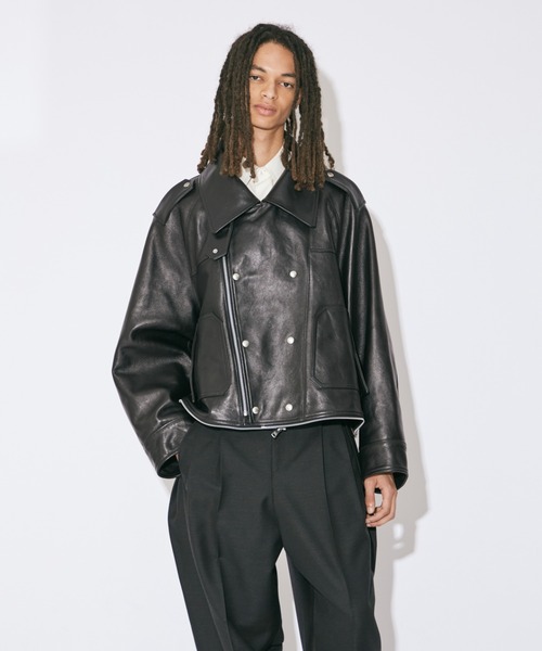 HUMAN BEING ダブル ライダース ジャケット 本革 レザー L 40