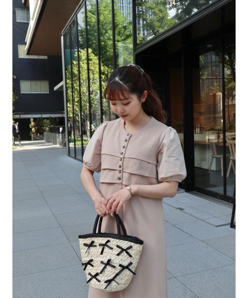 JUMELLE(ジュメロ)の「ribbon straw bag(かごバッグ・レディース・ブラック・FREE)」の8枚目の写真