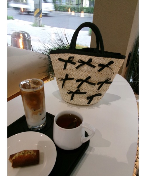 JUMELLE(ジュメロ)の「ribbon straw bag(かごバッグ・レディース・ブラック・FREE)」の12枚目の写真